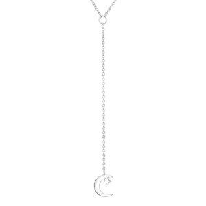 Sterling Silver Moon And Star Y Necklace